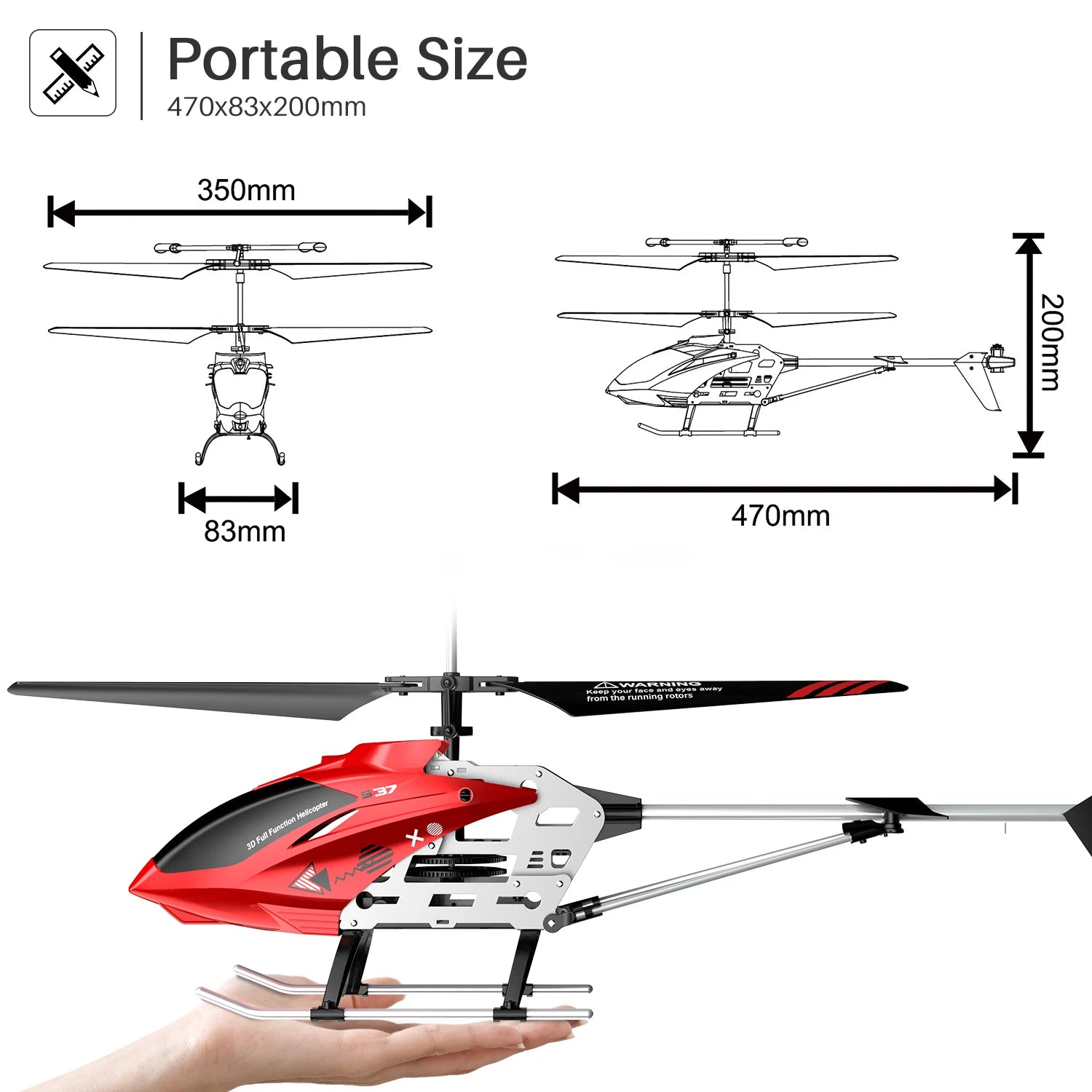 SYMA RC Helicopter S37 Aircraft - with Altitude hold, 3.5 Channel, Alloy Material, Gyro Stabilizer Toy for Kids Beginners Indoor 11 SYMA RC Helicopter S