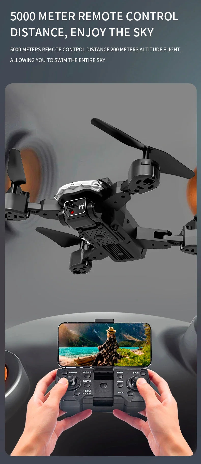 109L Drone - 8K 5G GPS Profesional HD Aerial Photography Dual-Camera Omnidirectional Obstacle Avoidance Quadrotor Drone 32 109L Drone, 200 meters altitude flight , allowing you to swim the entire