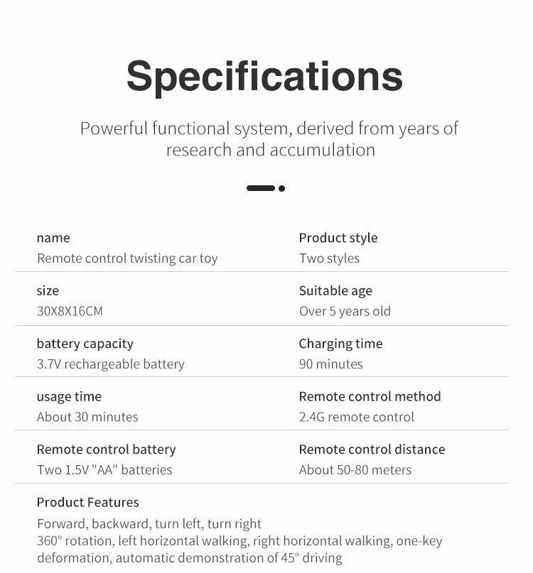 Specifications Powerful functional system, derived from years of research and accumulation name Product style Remote