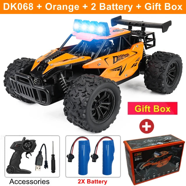 Samochód zdalnie sterowany 4WD DK087 RC Drift Racing 1:16 Off Road, stop aluminium, 2.4G, szybkie ciężarówki z LED, wspinaczka, idealny prezent dla dzieci