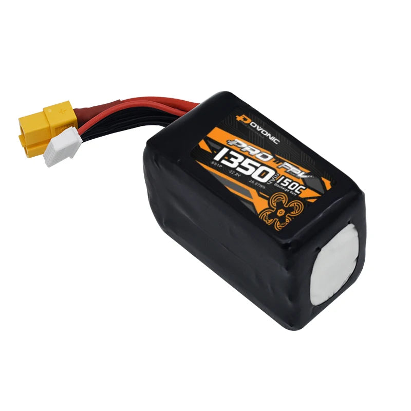 Ovonic 6S 22.2V 1350mAh 150C LiPo Battery For FPV Drone With XT60 Plug