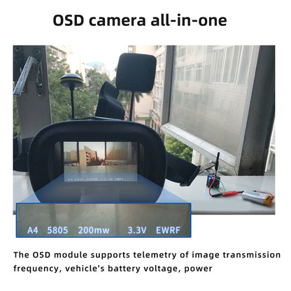 EWRF 800TVL Micro Camera, OSD module supports telemetry of image transmission frequency, vehicle's battery voltage, power
