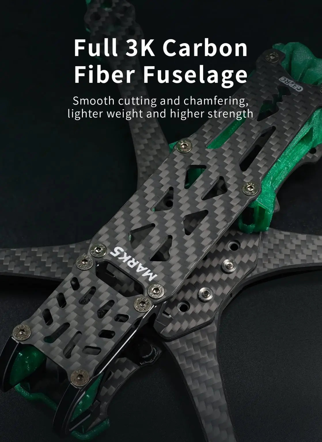 GEP-MK5D O3 MK5X to MK5D Conve DeadCat Frame, Full 3K Carbon Fiber Fuselage Smooth cutting and chamfering; lighter weight and