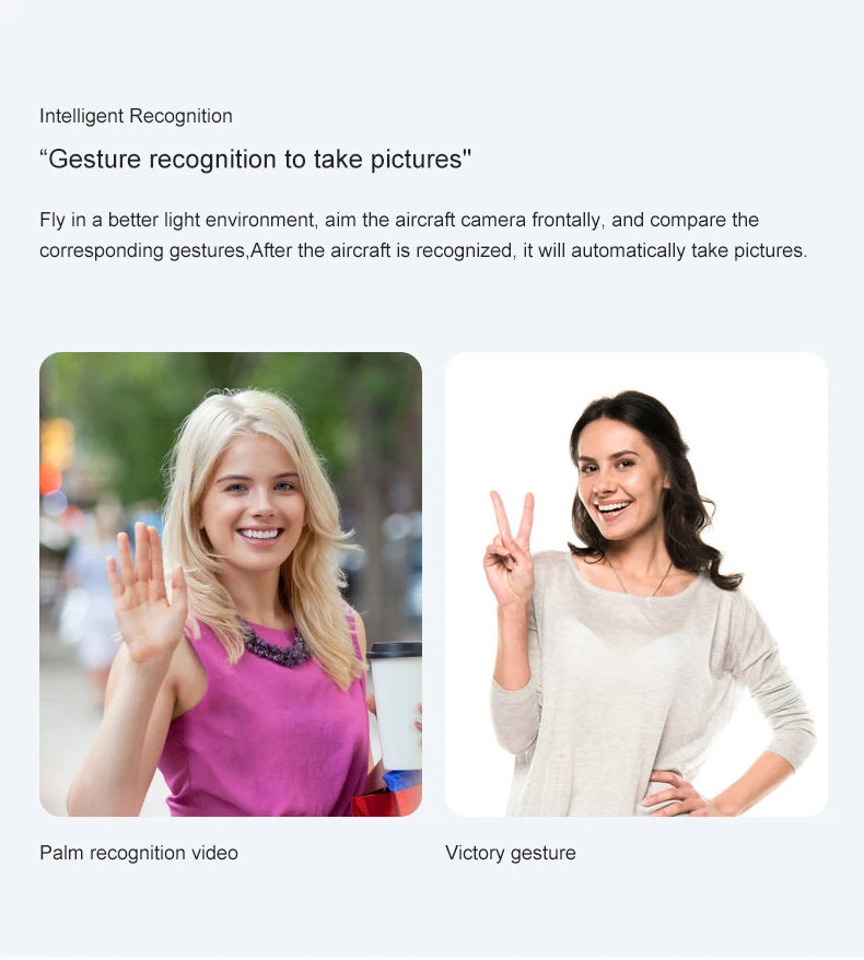 F4 Drone, Intelligent Recognition "Gesture recognition to take pictures" after the aircraft is recognized, it automatically