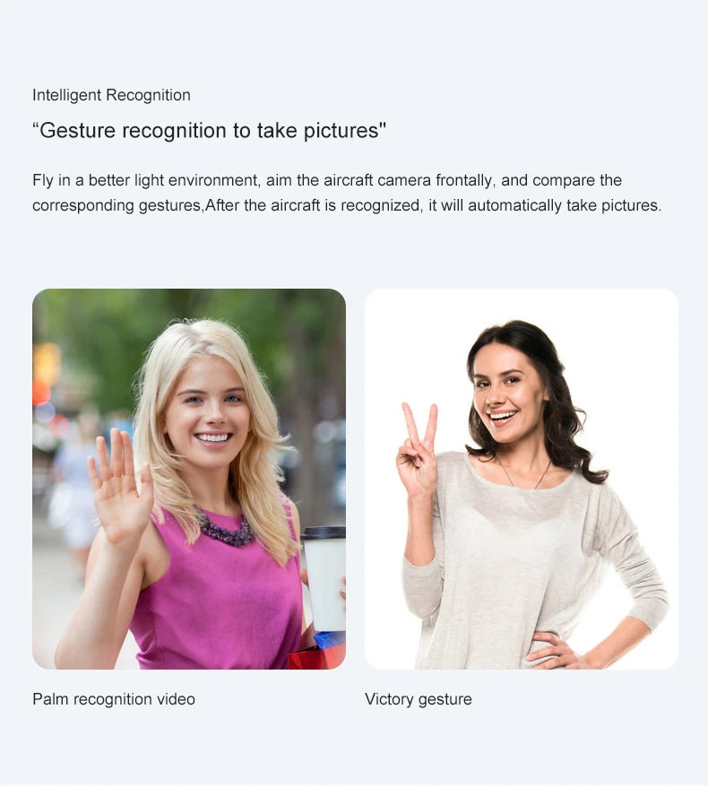 F4 Drone - 4K HD Professional 2-Axis Gimbal Brushless RC Dron GPS 5G WIFI 2KM Flight Distance FPV Foldable Quadcopter VS SG907 MAX Professional Camera Drone 29 F4 Drone, Intelligent Recognition "Gesture recognition to take pictures" after the aircraft is recognized, it automatically