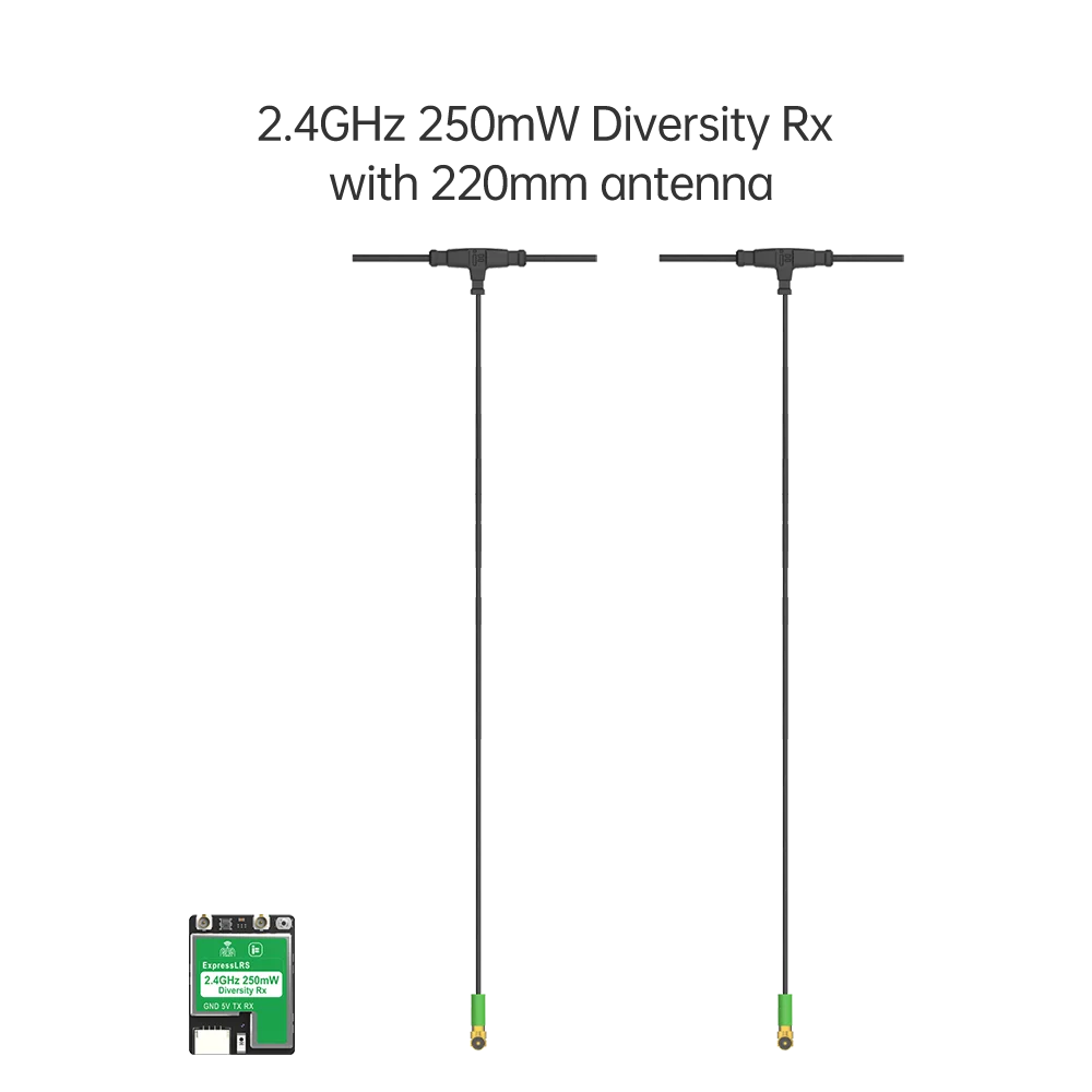 iFlight ExpressLRS ELRS Diversity Receiver, Diversity receiver for FPV with dual frequencies (900MHz/2.4GHz) and high power output.