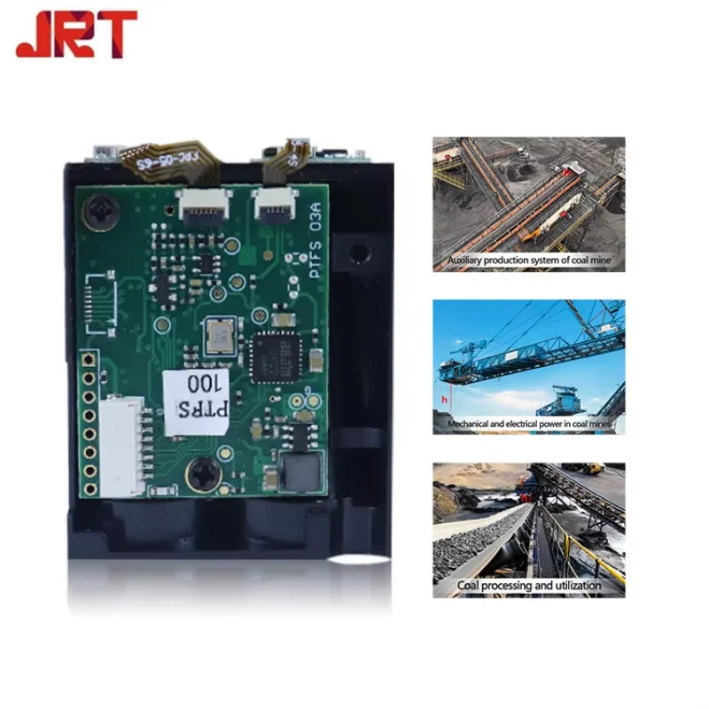 JRT PTFS-100 is a 100Hz TOF Lidar sensor, 3-100m range, UART output, 905nm Class 1 laser, designed for coal mine applications.