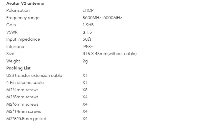 Caddx FPV Walksnail Avatar HD Pro Kit 32G VTX KIT - With Gyroflow 4km Range 22ms Low Latency For Avatar Goggles 21 Caddx FPV Walksnail Avatar HD Pro Kit 32G VTX KIT, Avatar V2 antenna Polarization LHCP Frequency range 56OOMHz-6