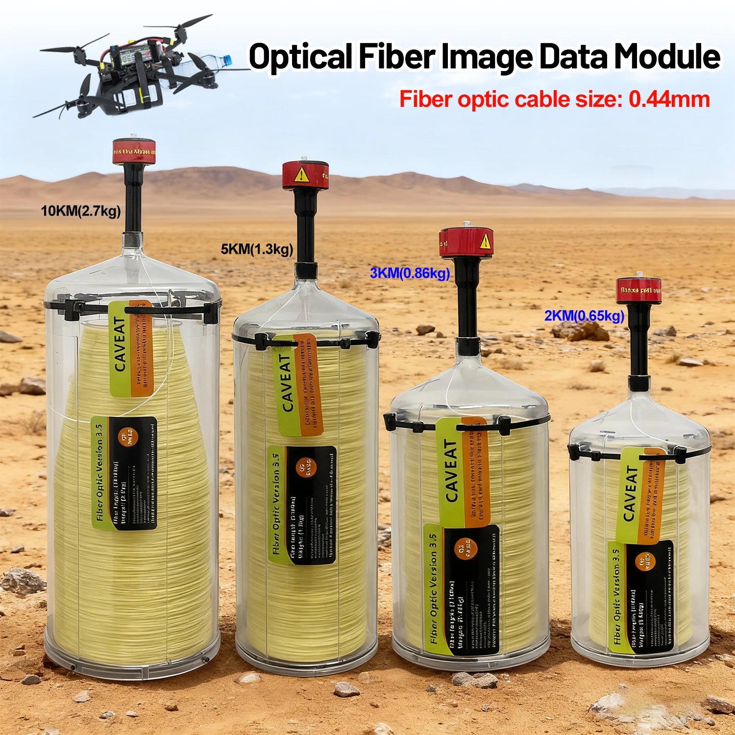 FPV Optical Fiber Image Data Module Relay Extender, Optical Link SKY, 0.44mm G657A2 spools (2–10km), 30km wired