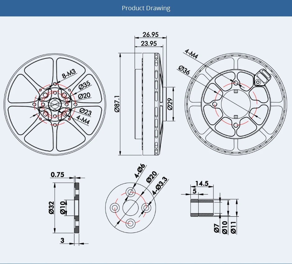T-motor Ultra-light U8 Lite KV85 Motor SPECIFICATION