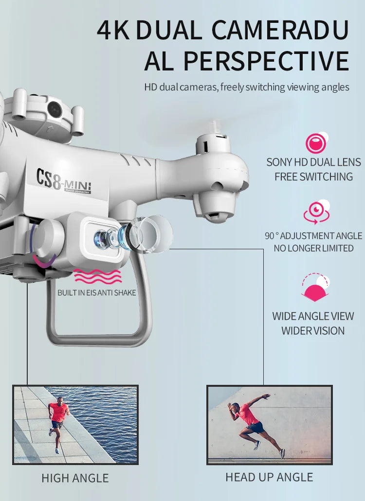 CS8 Drone - 4K Double Camera, CS8 Drone, 4kdual cameradu al perspective hd dualcamera