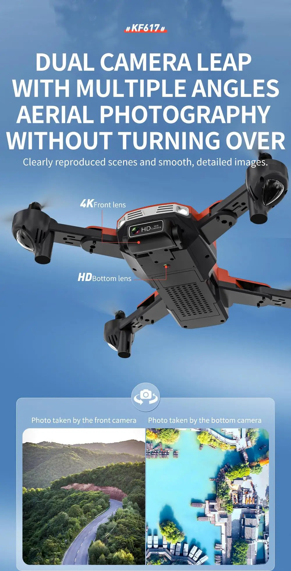 KF617 Pro Mini Drone, zkfront lens hdbottom lens photo taken by the