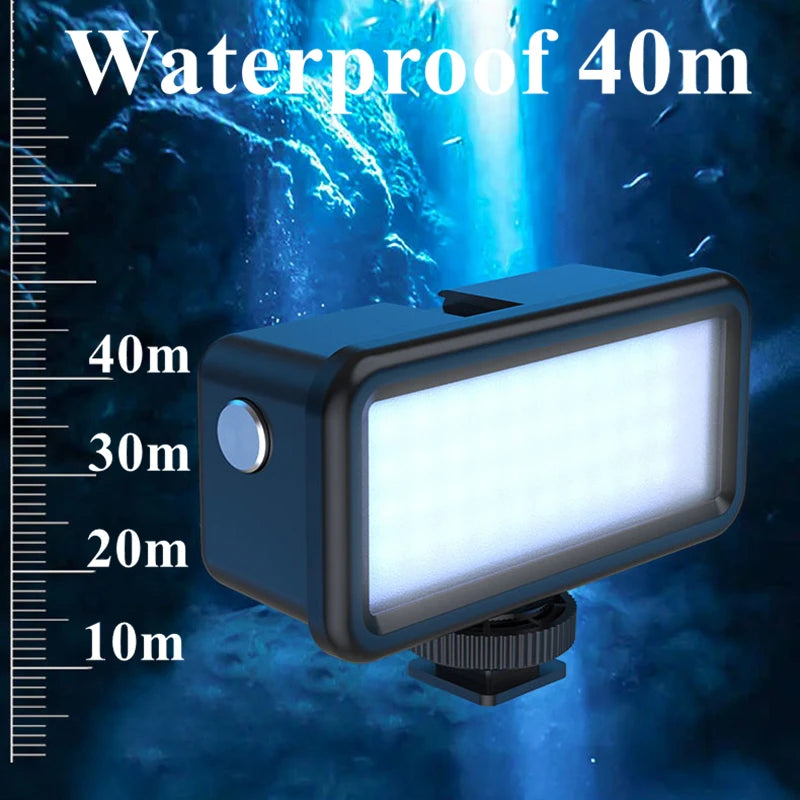 Fill Light Lamp with Frame, Waterproof 40M Underwater Led Video Diving For Gopro Hero 11 10 9 D