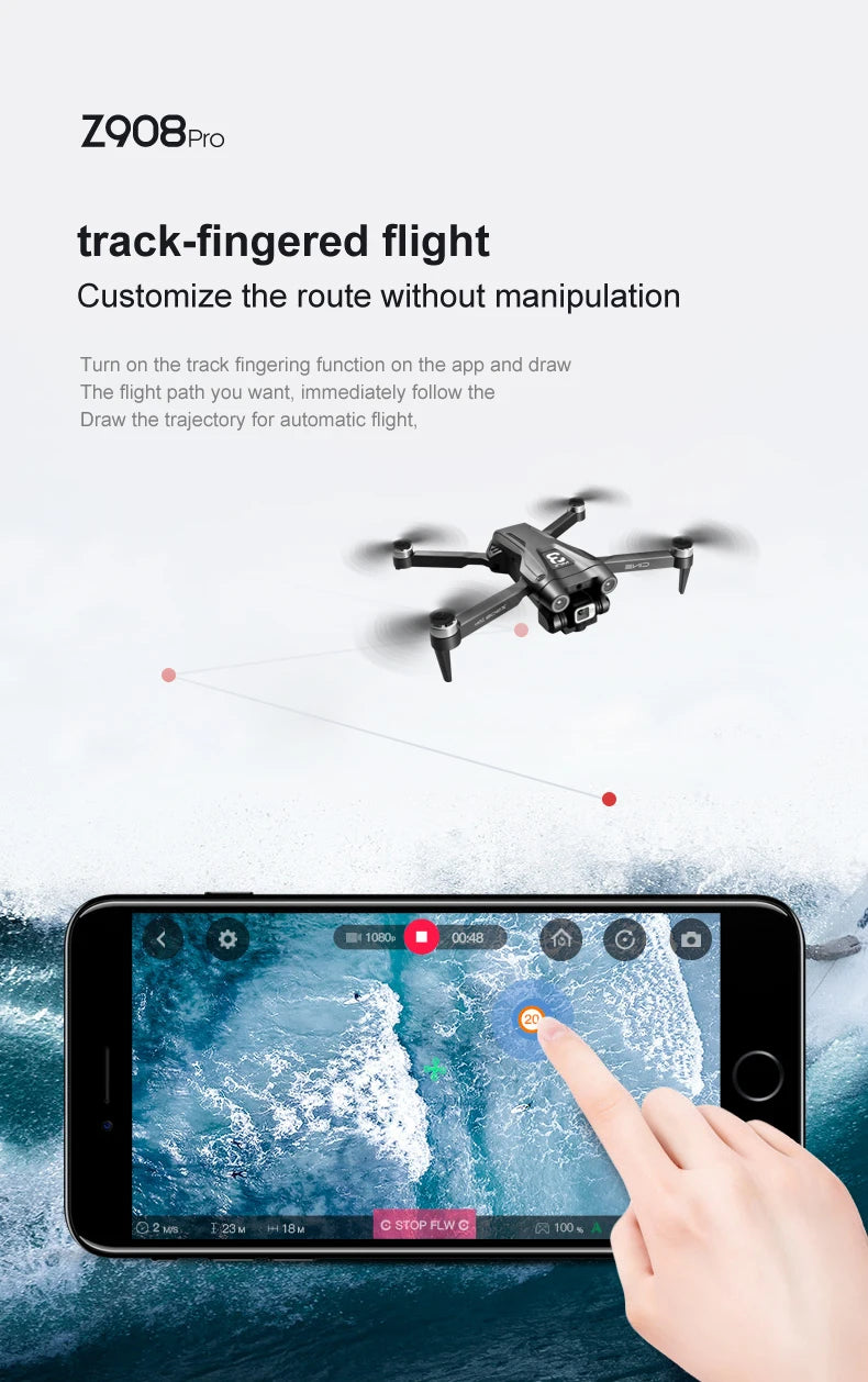 Z908 MAX Drone - 4K HD Professional Dual Camera Optical Flow Brushless 2.4G WIFi Obstacle Avoidance Quadcopter Dron Toy 42 Z908 MAX Drone, z908pro track-fingered flight customize the route