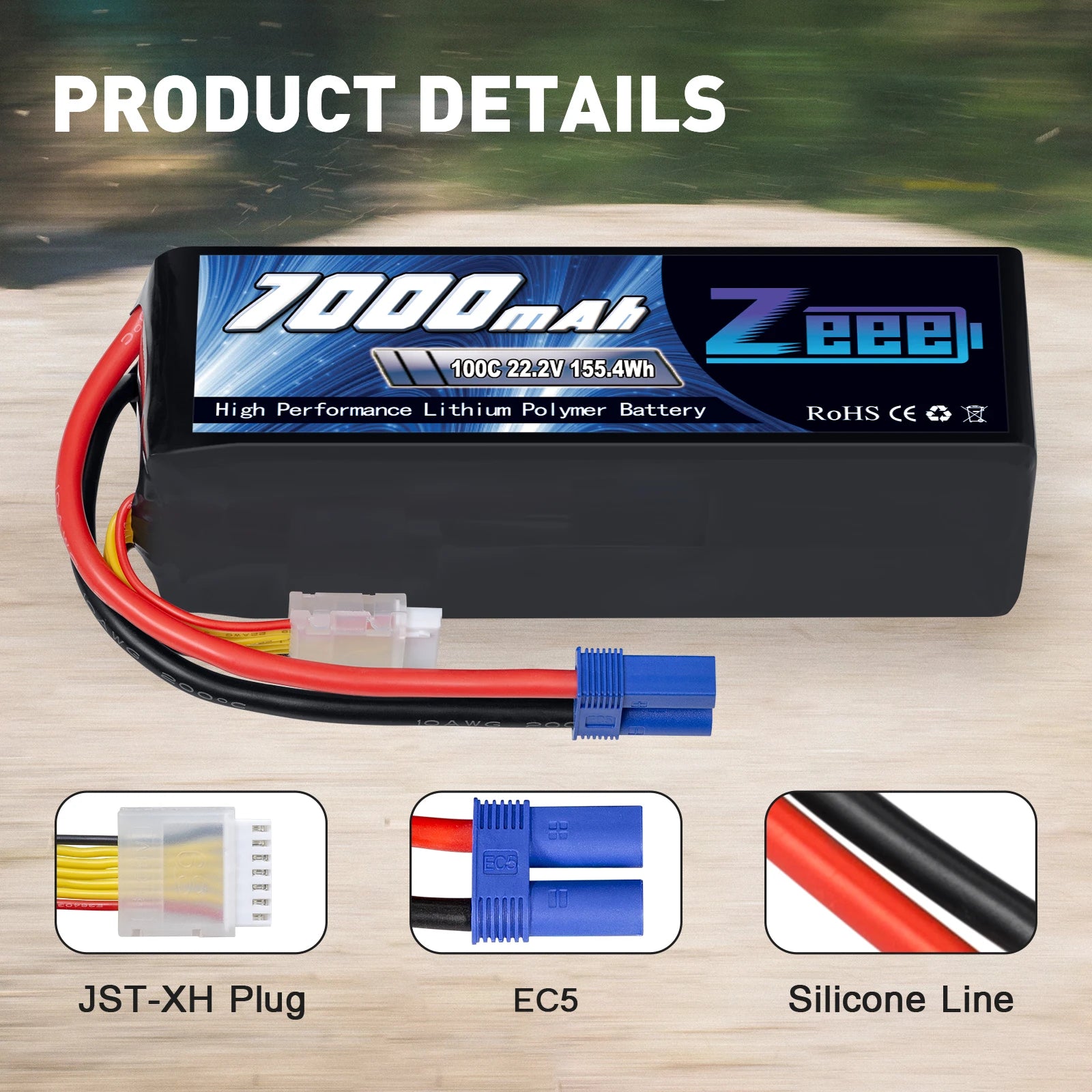 2Units Zeee Lipo Battery 4S 7000mAh 6S 14.8V 22.2V 100C Softcase with EC5 Plug for RC Car Truck Tank Racer Hobby RC Battery 19 2Units Zeee Lipo Battery, FLUAID P@D 100C 222V 955.4Wh High Performance