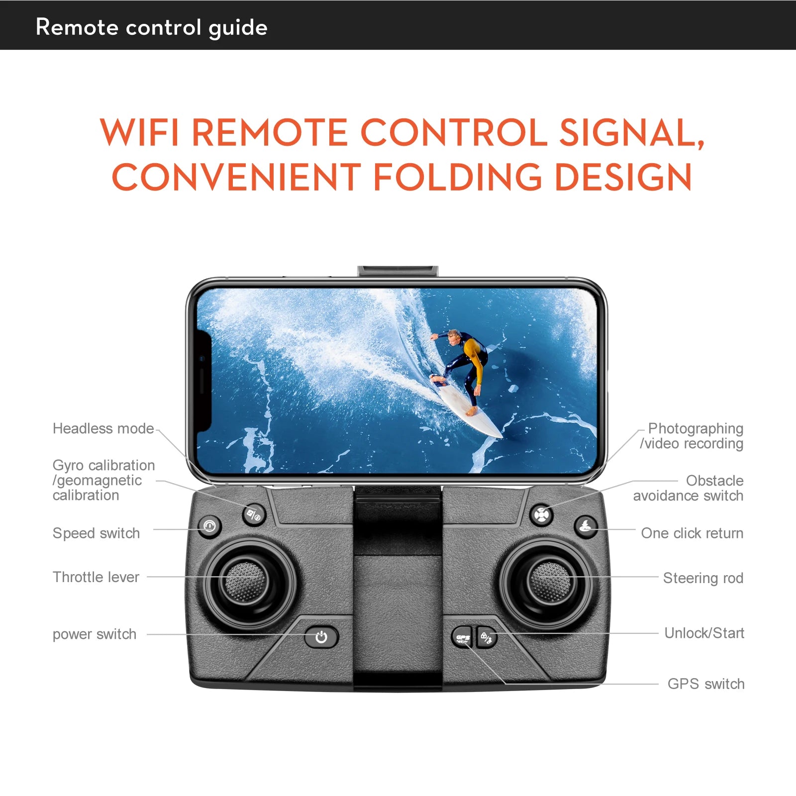 LS58 Drone, remote control guide wifi remote control signal, convenient folding design headless mode