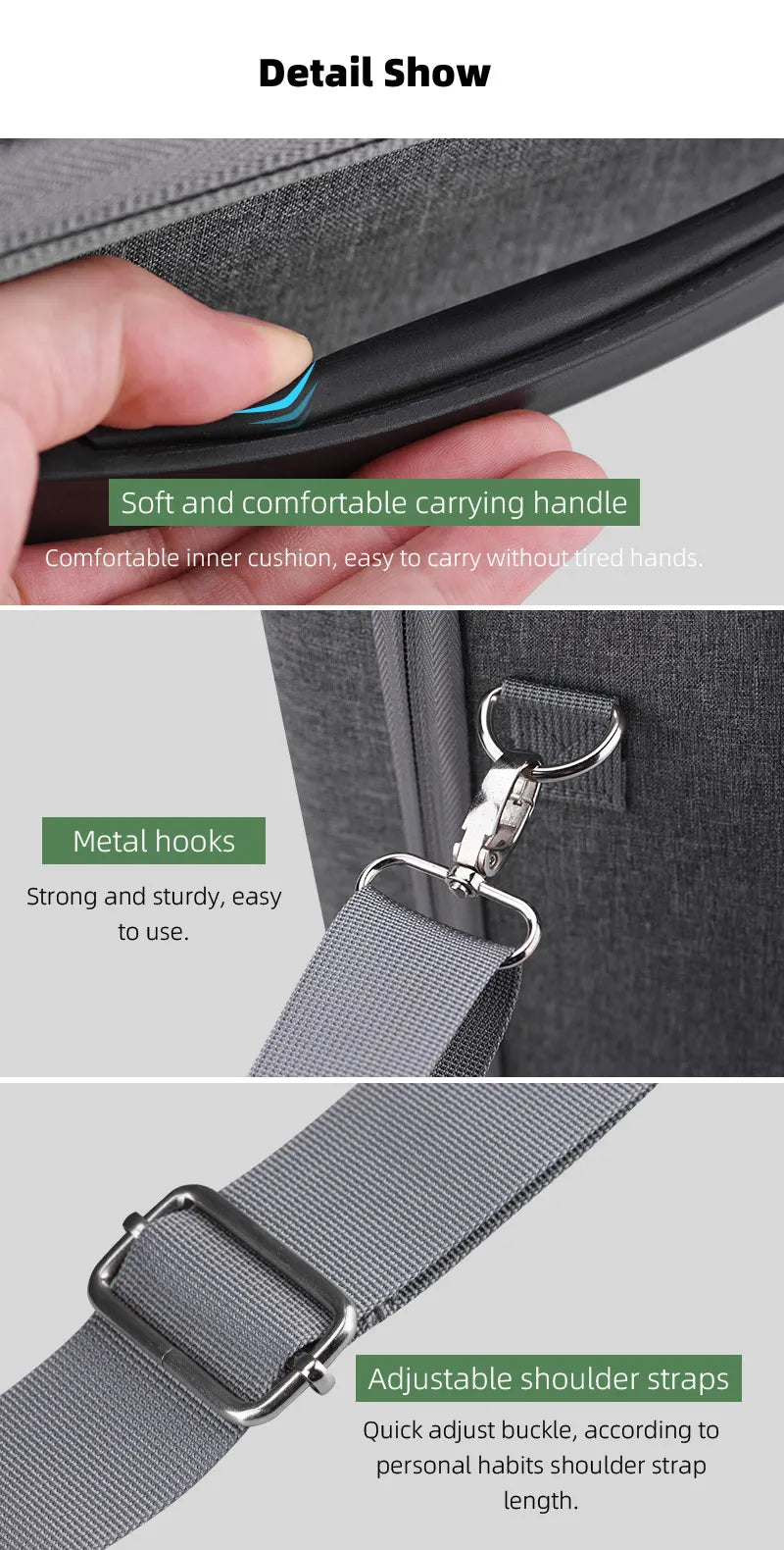 Shoulder Bag for DJI Mavic 3 - Classic Carrying Bag Portable Storage Bag Outdoor Handbag Drone Accessories 17 Shoulder Bag for DJI Mavic 3, Detail Show Soft and comfortable carrying handle Comfortable inner cushion, easy to carry without tired hands Metal