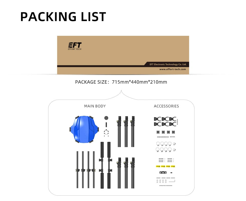 EFT E620P 20L Agriculture Drone - 6-Axis Agri Drone Frame 20L Water Tank Spray and 8L Spreader Hobbywing X9, JIYI K++ V2, Skydroid H12, Tattu Pro 22000mAh Battery 23 EFT E620P 20L Agriculture Drone, EFFURTTECH EFT Electronic Technolody Co Ltd; effort-tech com