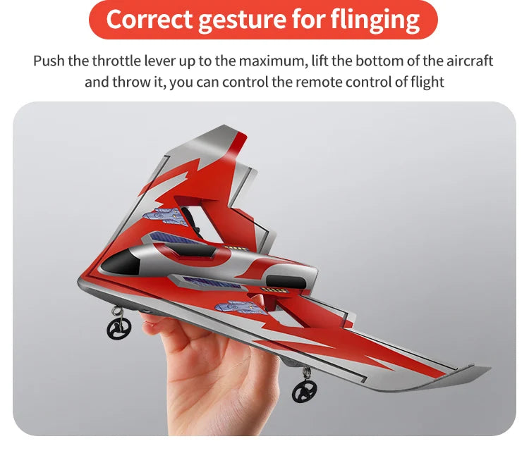 the throttle lever is up to the maximum; lift the bottom of the aircraft and throw it 
