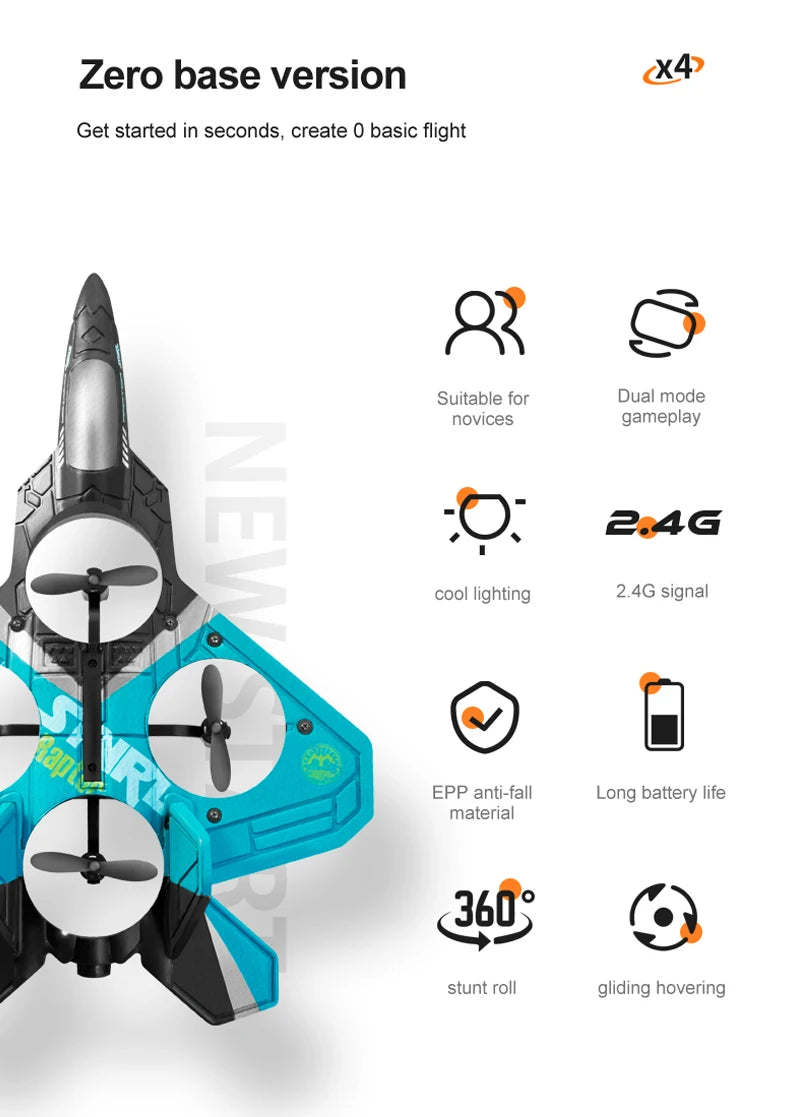RC Aircraft SU-35 Plane, Suitable for Dual mode novices gameplay 9 2.G cool lighting 2.46 signal EPP anti