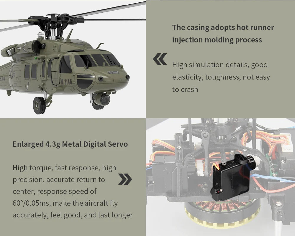 Eachine E200  RC Helicopter, 4.3g metal digital servo high torque; fast response; high precision; accurate return