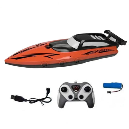 Kmoist 2.4GHz RC Boat with LED Lights, Dual Motor, 8 km/h Speed, 50 m Range, 20 min Run Time, 3.7V 500mAh