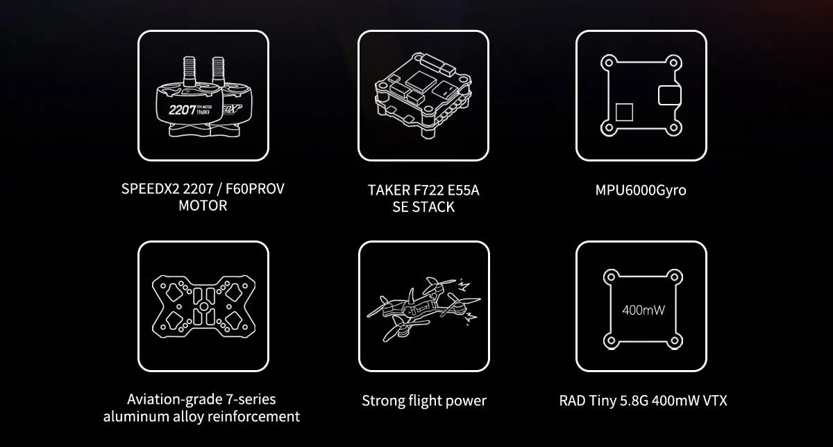 GEPRC Racer FPV Racing Drone - TAKER F722 E55A Stack SPEEDX2 2207 TMOTOR F60PROV Drone Kit VTX Light Fast Freestyle RC Quadcopter 14 GEPRC Racer FPV, 'F6OPROV TAKER F722 ESSA MPUGOOOG