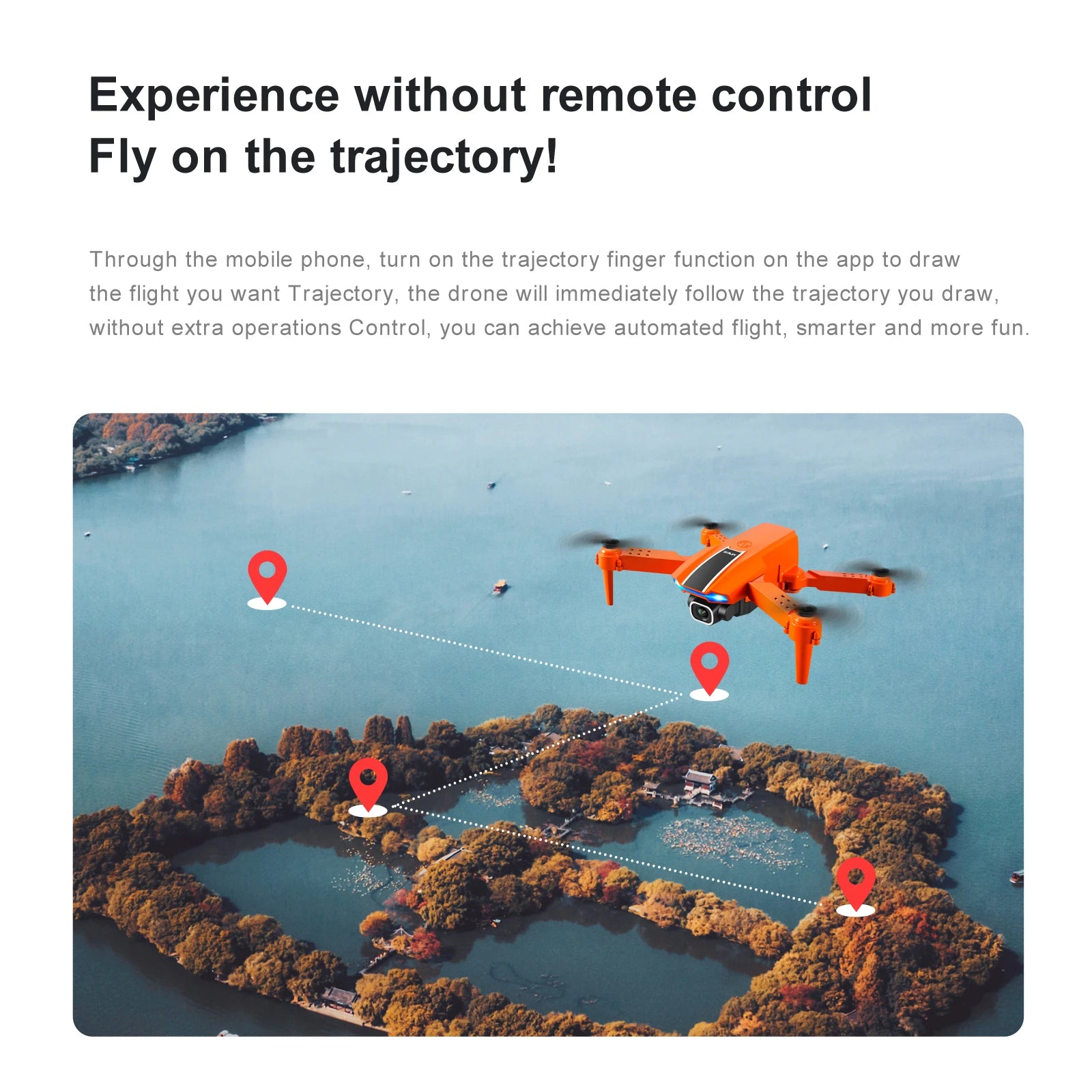 KBDFA S65 4K Mini Drone, the trajectory finger function on the trajectoryl app allows you to draw the