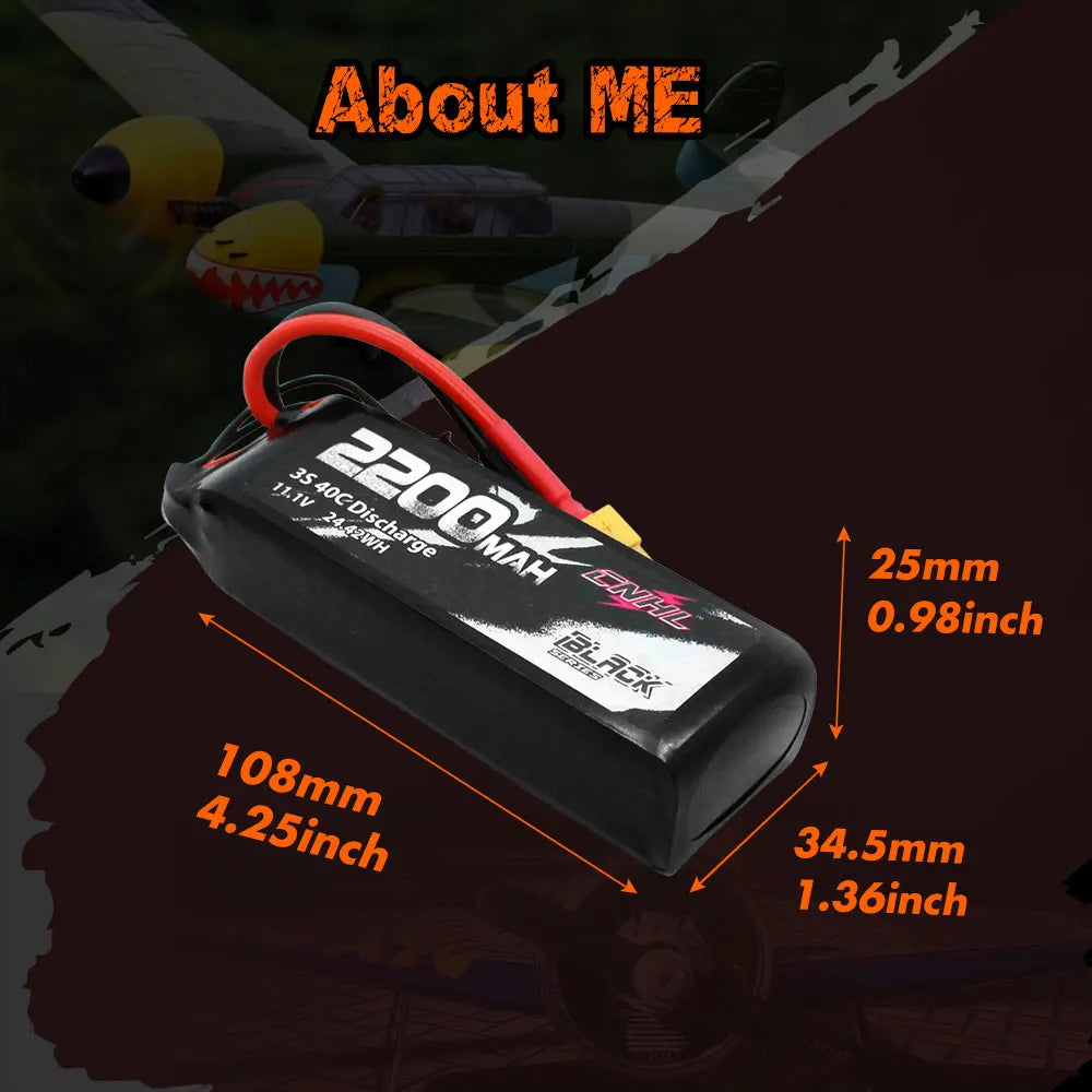 2PCS CNHL 2200mAh Battery - 3S 4S 6S 11.1V 14.8V 22.2V Lipo Battery With XT60 Plug For RC Car Airplane Helicopter Quadcopter Hobby FPV Drone Battery 15 2PCS CNHL 2200mAh Battery, About Me 35 25mm 0.98inch 34.5mm 1.36inch 2Z0Or