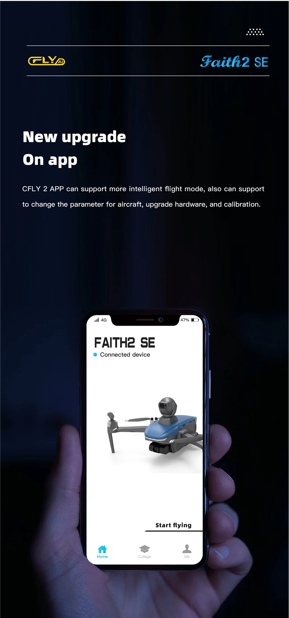 CFLY Faith2 SE Drone, 4G 47% FAITHZ SE Connected device Start flying Home Collega Me