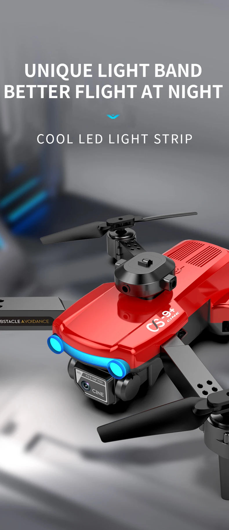 2024 New XYRC CS9 Mini Drone - 4K Dual Camera Four Side Obstacle Avoidance Optical Flow Positioning Foldable Quadcopter Toys Gifts 36 unique light band better flight at night cool led light strip 7 b