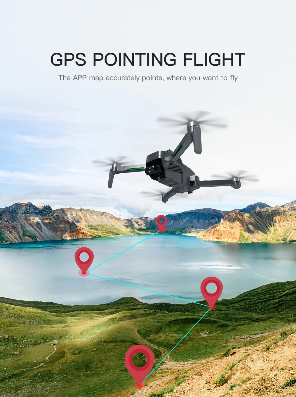 HGIYI SG906 MAX2  Drone, GPS POINTING FLIGHT The APP map accurately points, where you want to