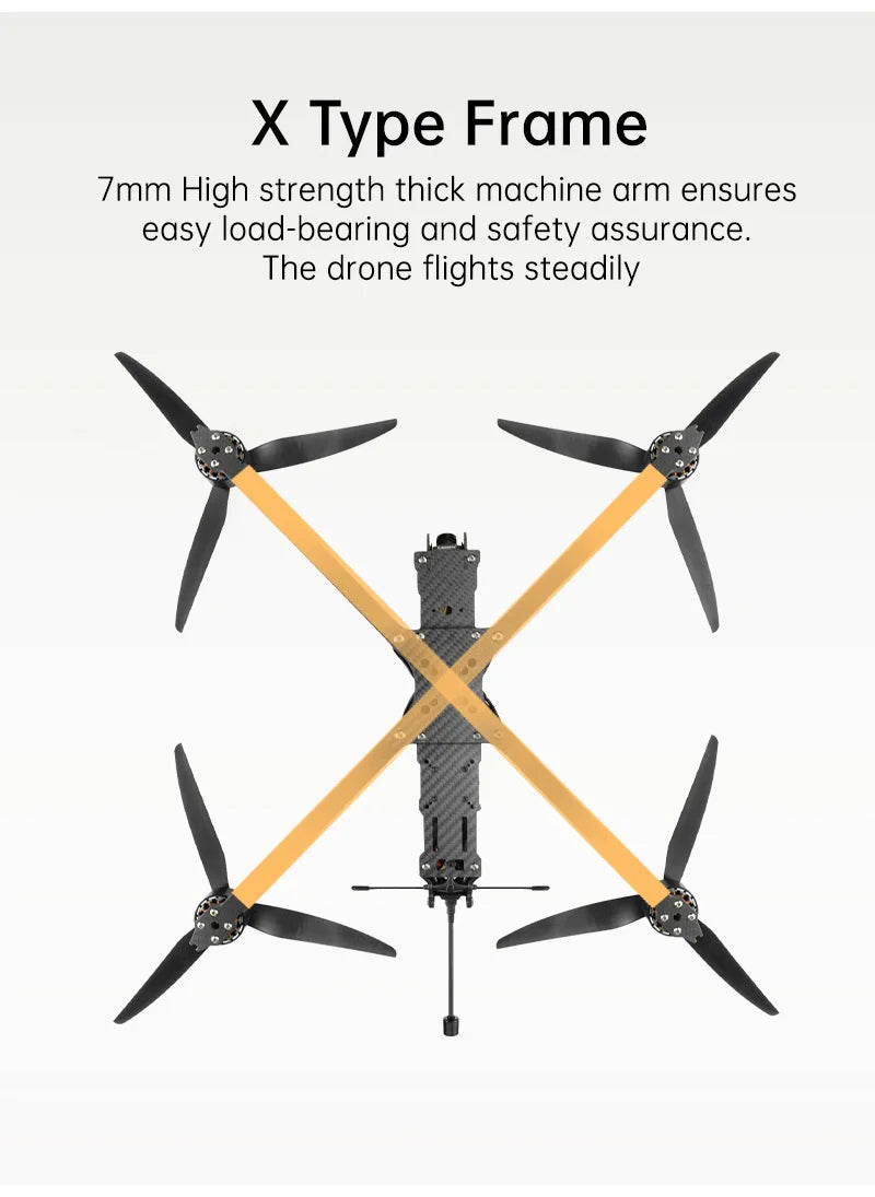 Sequre Bkli10 10Inch FPV has a sturdy frame with high-strength arms for safe and smooth flight operations.