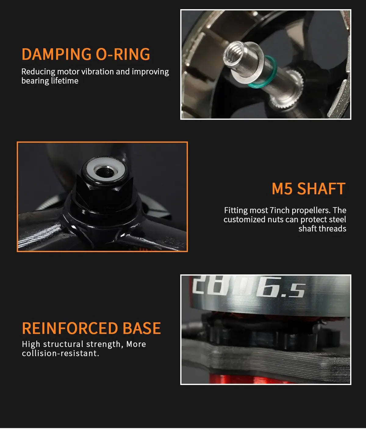 GEPRC SPEEDX2 2806.5 1350KV/1760KV Motor - 4-6S Brushless Motor for RC Multirotor FPV Freestyle 6-7inch Long Range Drones DIY Part 17 GEPRC SPEEDX2 2806.5 1350KV/1760KV Motor, custom nuts can protect steel shaft threads cul 65 REINFORCED BASE High structural