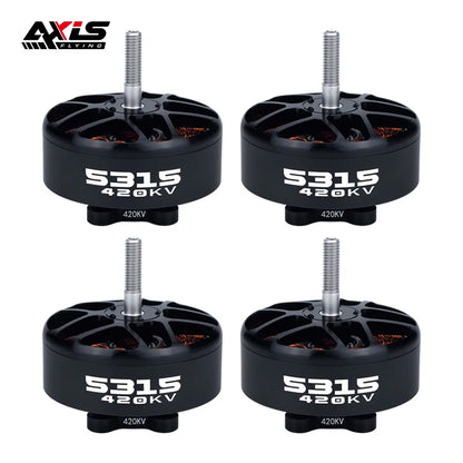 Axisflying 5315 420KV 6-8S Brushless Motor, 4 Axis flying 5315 420KV brushless motors for 15-inch FPV long-range drones.