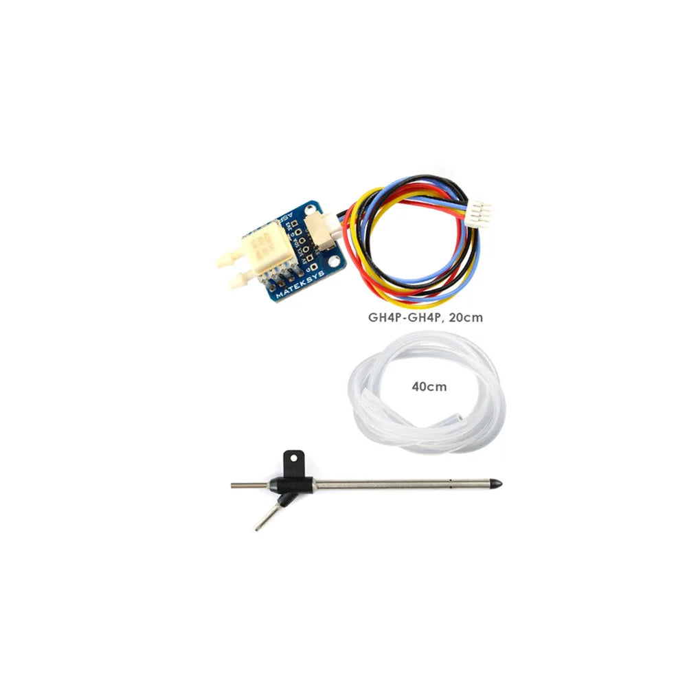 Matek Digital Air Speed Sensor, 1x JST-GH-4P 20cm silicon wire Pitot Tube.
