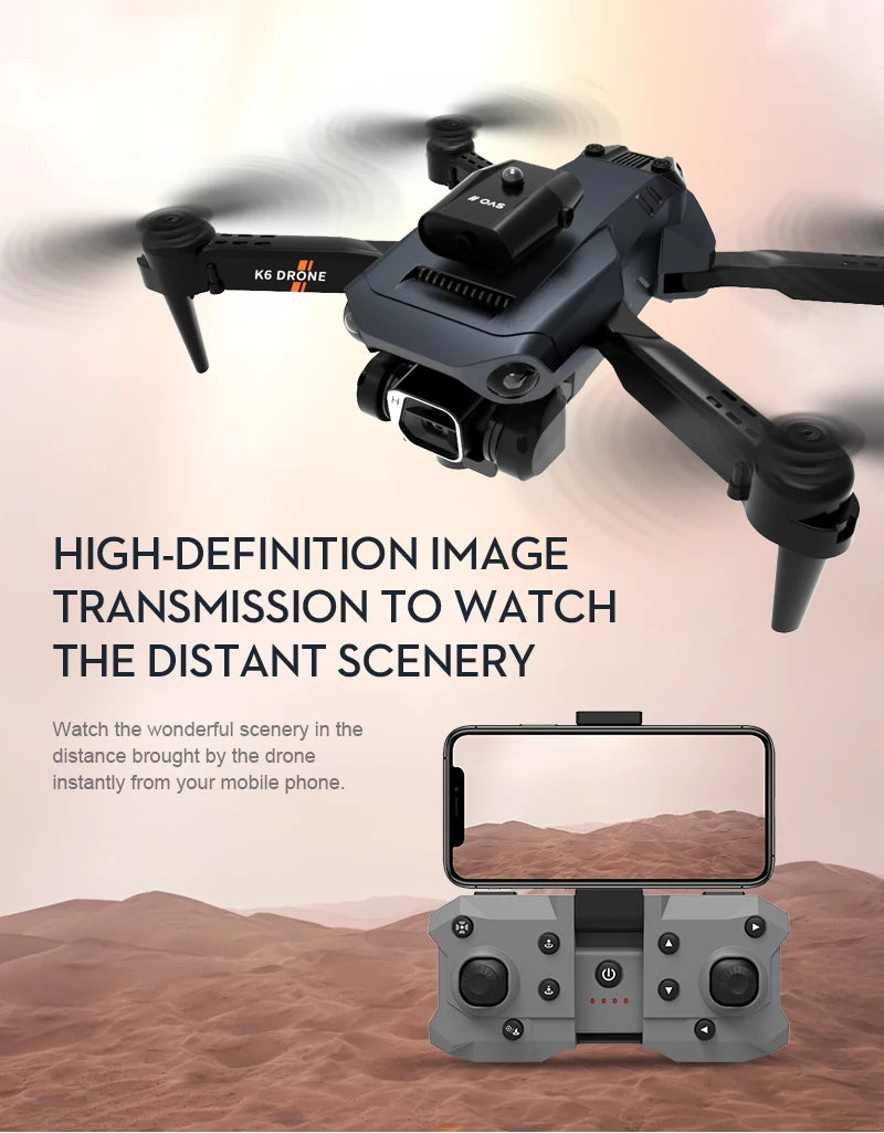 NEW K6 Drone Professional 4K HD Camera Mini Drone Optical Flow Localization Three Sided Obstacle Avoidance Quadcopter Toy Gift 43 NEW K6 Drone, k6 drone high-definition image transmission to watch the