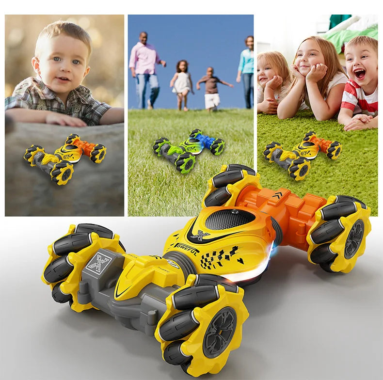 the middle demo button can also be used as function button . the stunt twist car remote control