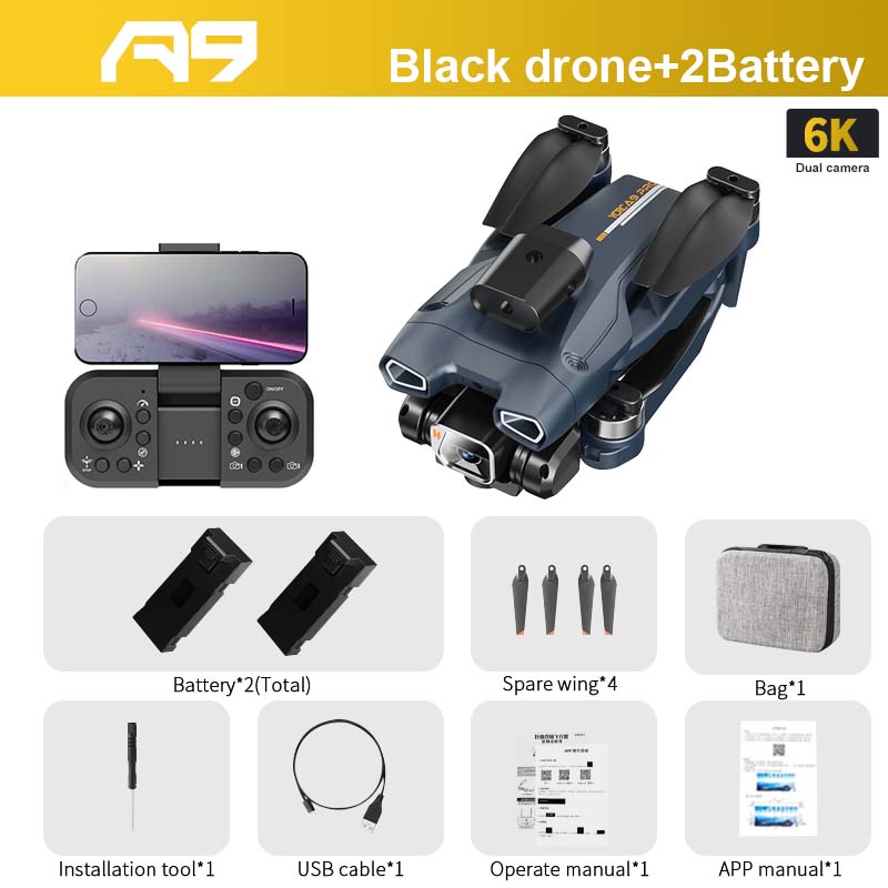 A9 PRO Drone, 2(Total) Spare wing* 4 Bag"1