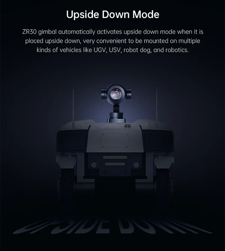 ZR3O gimbal automatically activates upside down mode when it is placed upside