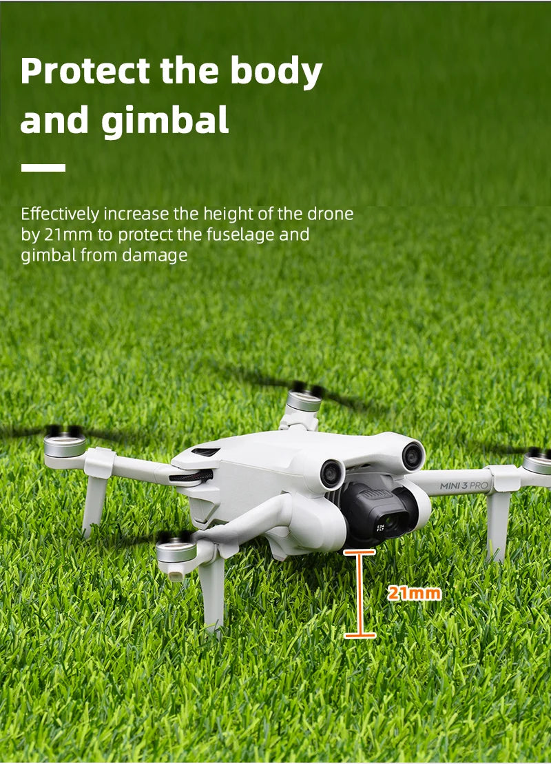 Landing Gear Kits for DJI Mini 3 Pro Drone - Height Extender Long Quick Release Leg Foot Gimbal Protector Stand Drone Accessories 9 Landing Gear Kits for DJI Mini 3 Pro Drone, Protect the body and gimbal Effectively increase the height of the drone by 21mm