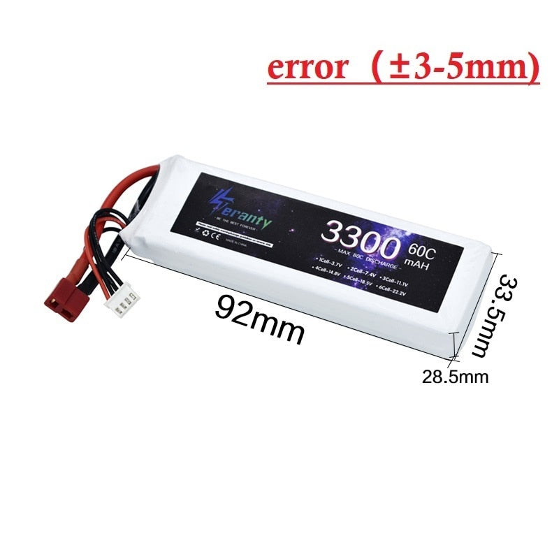 11.1V 3300mAh 60C 3S LiPo Battery - For RC Cars Drones Helicopter Aircraft Airplane Spare Parts 3S Batteries With T JST XT30 XT60