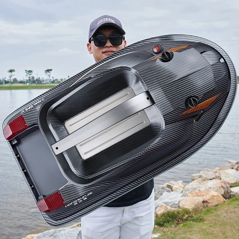 HJ817 RC Fishing Boats, GPS Auto‑Return, 500m Range, 12V 12000mAh, 3‑Hopper Bait, Dual Motors, 9KM/H, Voice & Cruise