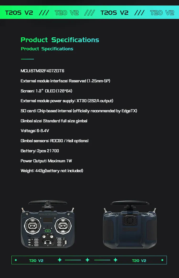 Jumper T20S T20 V2 - 2.4G 915MHz 1W RDC90 HALL VS-M Full Size Radio Remote Control Edgetx ELRS 23 Jumper T20S T20 V2