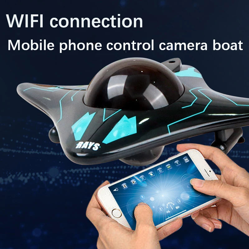 Kmoist WiFi FPV RC Boat, WiFi RC Boat with Camera, App Control, LED Lights