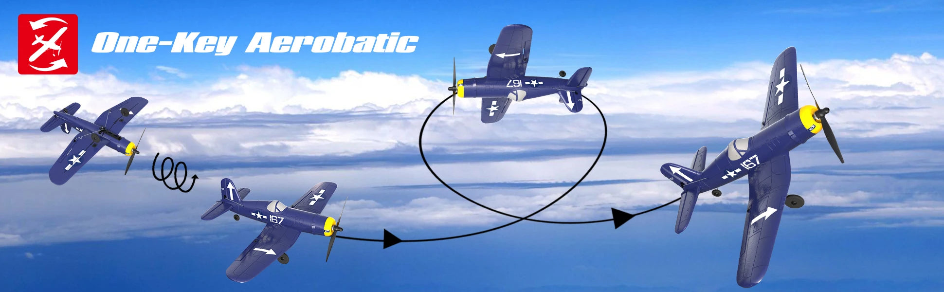 F4U Corsair RC Plane - EPP 761-8 400mm Wingspan RC Airplane One-key Aerobatic RTF Remote Control Aircraft Toys 16 F4U Corsair RC Plane, Dle-Kev Aerobakic L9i I67 (O