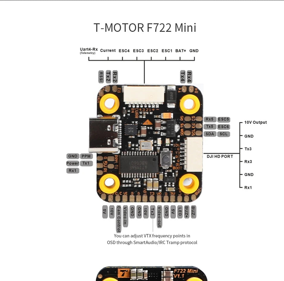 T-MOTOR F722 Mini Uarta-Rx Current EsC4 