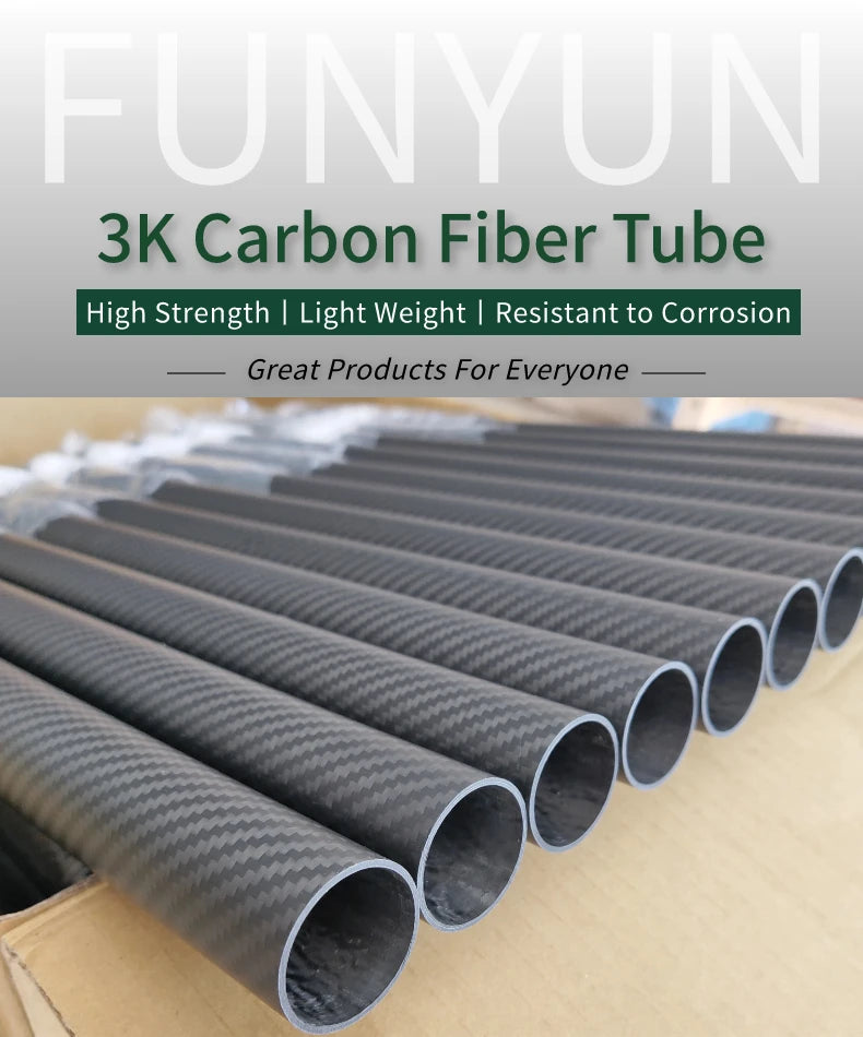 2pcs 500mm Carbon Fiber Tube, Carbon fiber tube for drone arms and plant protection, strong, light, and corrosion-resistant.