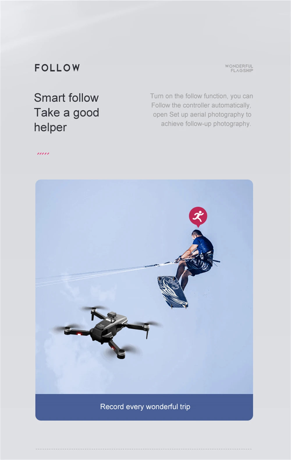 RG101 MAX Drone - 4K HD Professional Dual RC HD Camera GPS FPV 3Km Aerial Photography Brushless Motor Foldable Quadcopter Professional Camera Drone 31 RG101 MAX Drone, Smart follow Turn on the follow function, you can Follow the controller automatically, Take a good