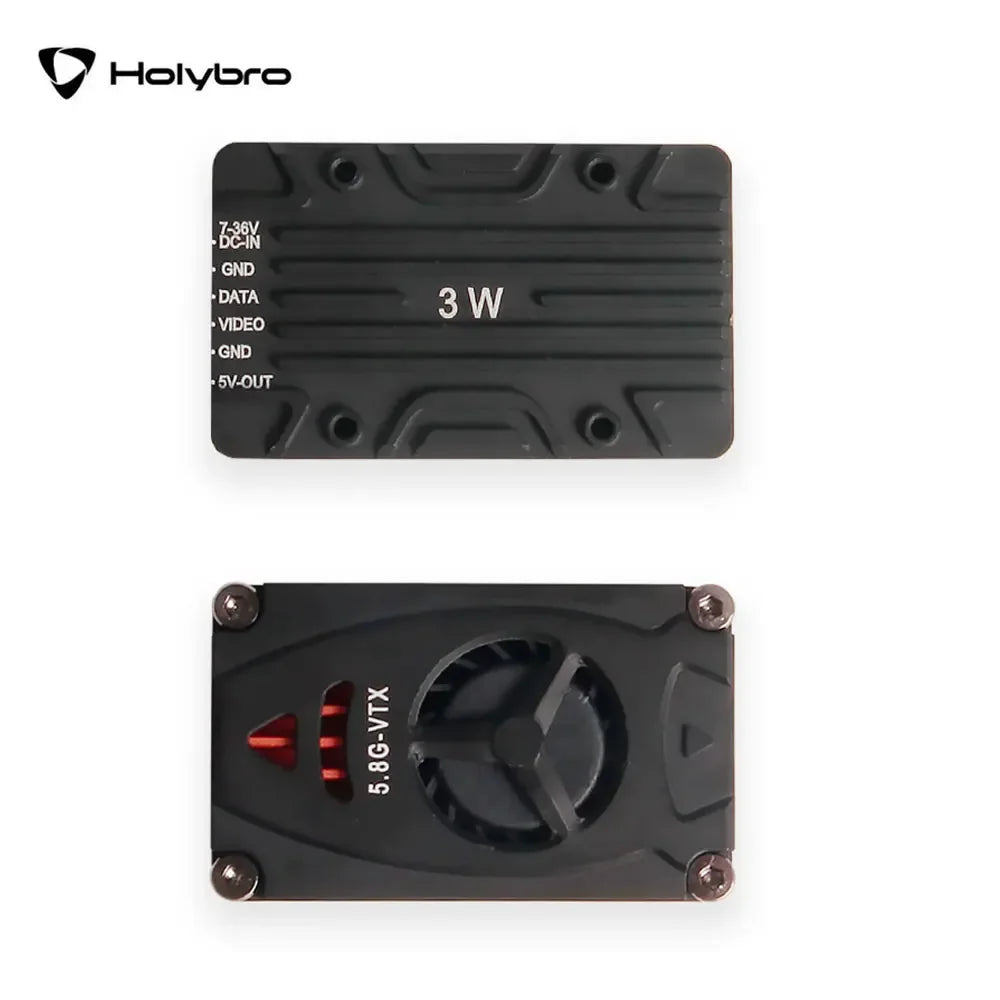 Holybro Atlatl HV 5.8G 3W VTX, Frequency bands #3-7: F, E, A, R, B; buttons toggle frequencies.